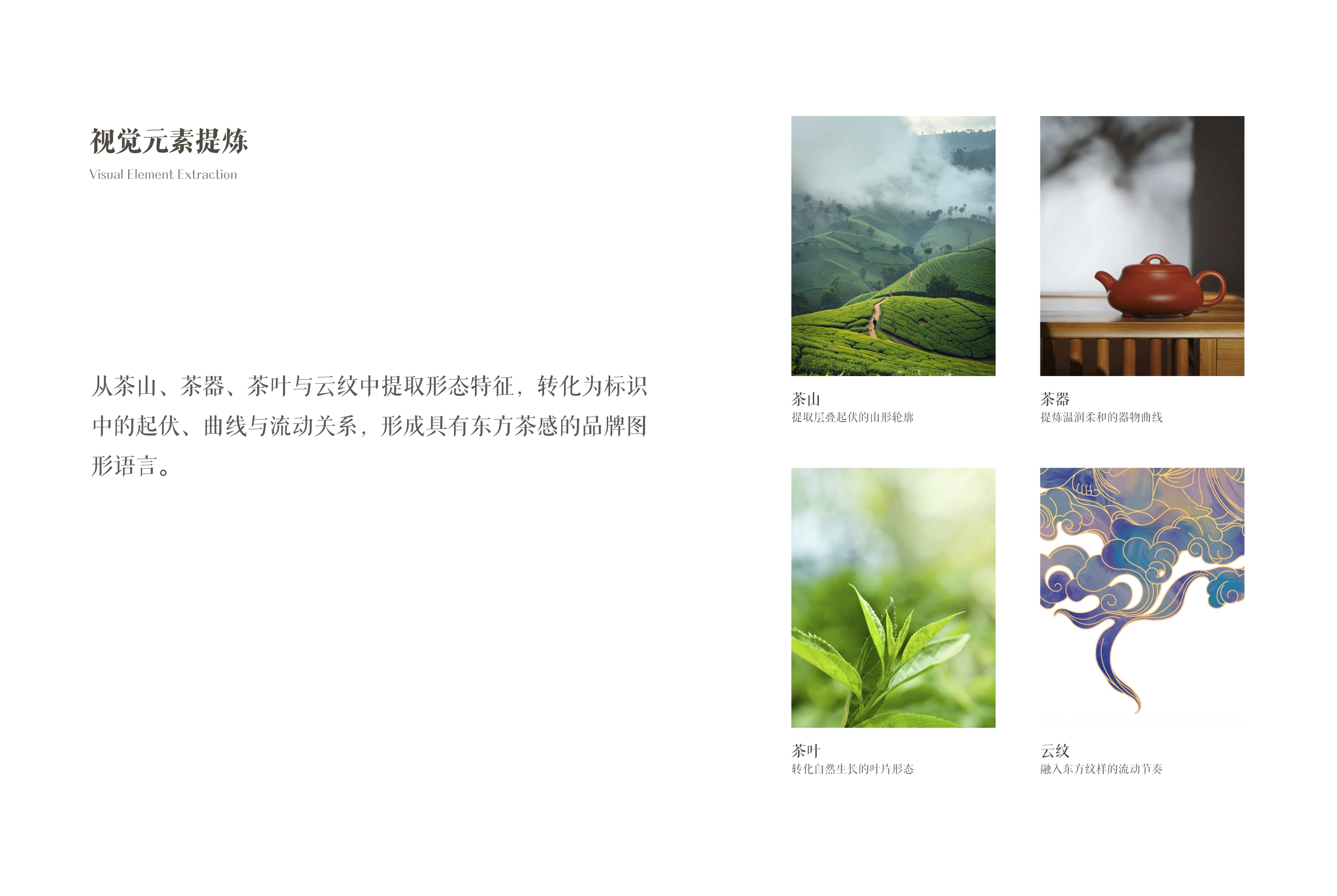 茶山、茶器、茶叶与云纹视觉元素及原有标注